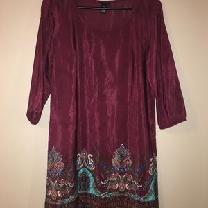 cute burgundy scoop neck dress